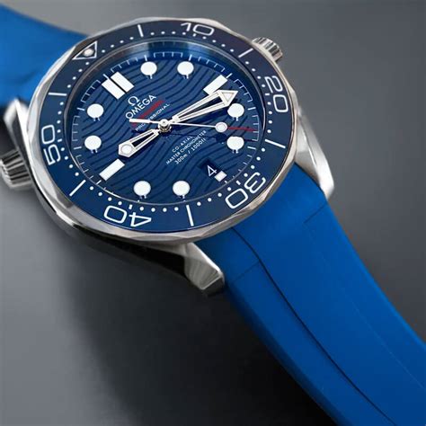 omega seamaster 300 strap blue|omega seamaster 300 silicone strap.